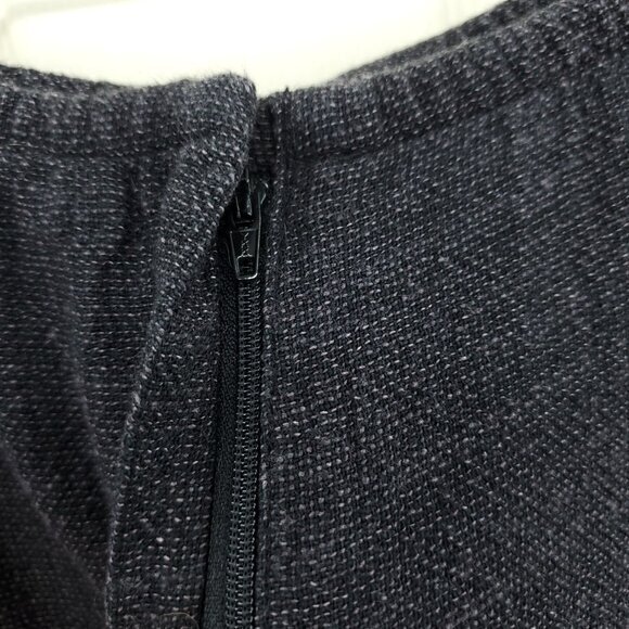 Eileen Fisher Petite Linen-Blend Textured Straight Leg Pants PM Black/Gray - Picture 6 of 16